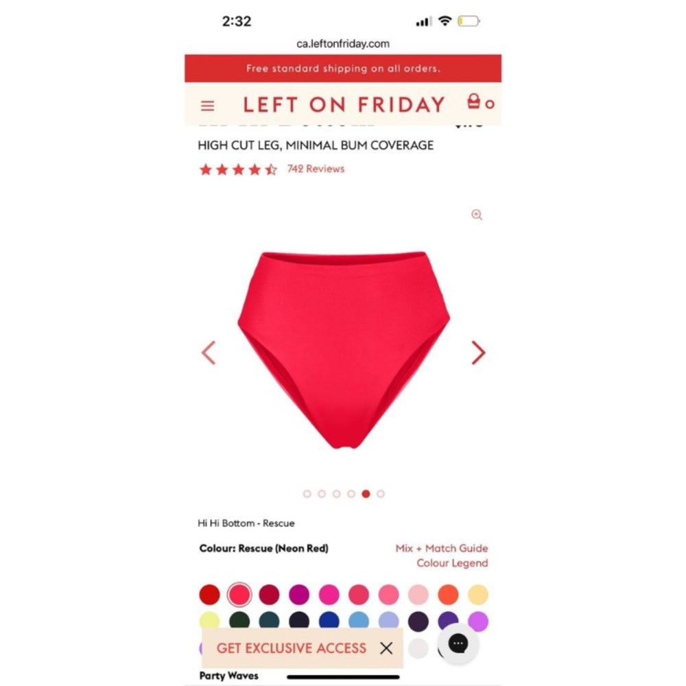 NWOT Left on Friday Hi Hi Minimal Bum Coverage Bikini Bottom Rescue Medium